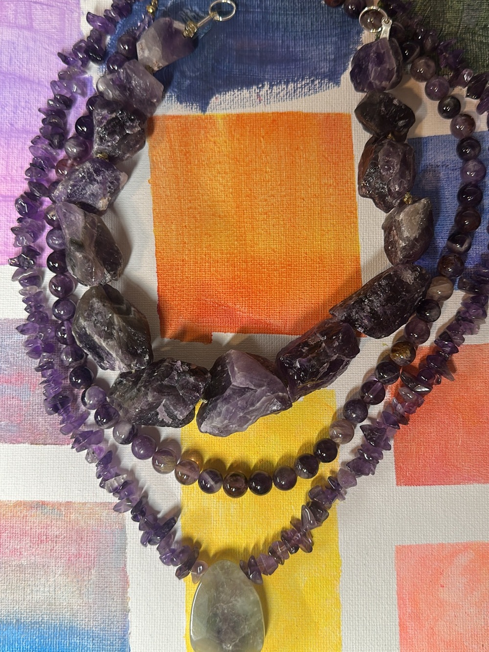 Hand Crafted Amethyst Multi-Strand Necklace - Purple
